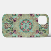  Aqua Paarse Floral Remix met Initialen Case-Mate iPhone Case (Achterkant (horizontaal))