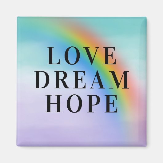 Aqua Paarse Rainbow Inspirerend Love Dream Hope Magneet (Voorkant)