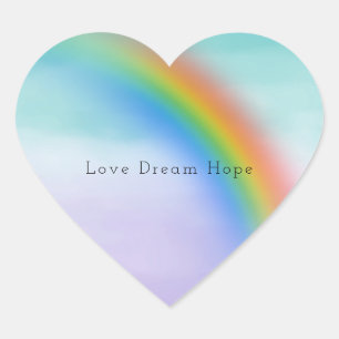 Aqua Paarse Regenboog Inspirerend ombre waterverf Hart Sticker