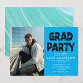 Aqua Paint Foto Afstudeerfeest Kaart (Voorkant / Achterkant)