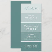 Aqua Paint Swatch Kaart Housewarming Party Invite (Voorkant / Achterkant)