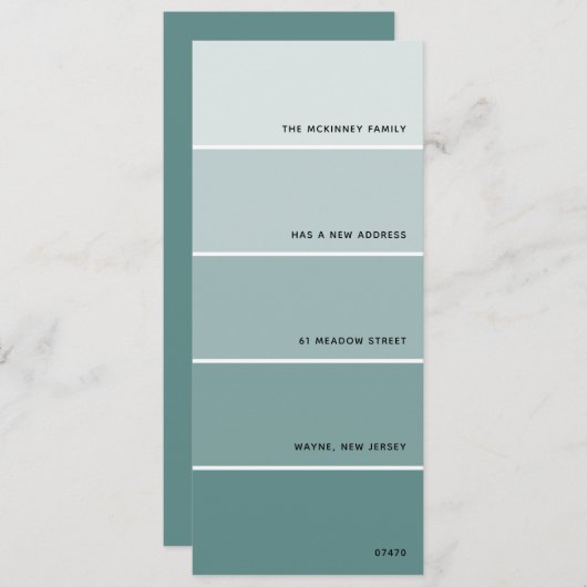 Aqua Paint Swatch Nouvelle adresse Faire-part (Devant / Derrière)