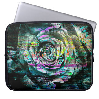 Aqua Painted Roos Floral Grunge Laptop Sleeve