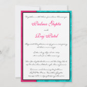 Aqua Paisley Peacocks Faire-part de mariage indien (Dos)