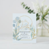 Aqua Pale Bleu Feuille Mariage ENREGISTRER LA DATE (Debout devant)