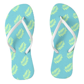 Aqua Palm Blad Patroon Tropisch Teenslippers