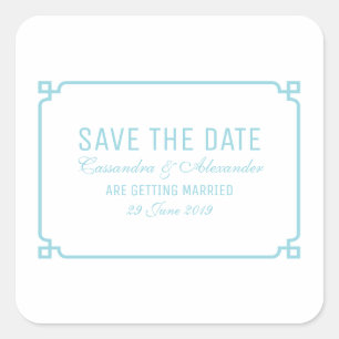 Aqua Paradise Deco Chic Save the Date Vierkante Sticker