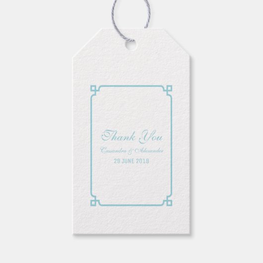 Aqua Paradise Deco Chic Wedding Cadeaulabel (Voorkant)