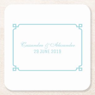 Aqua Paradise Deco Chic Wedding Vierkante Kartonnen Onderzetter