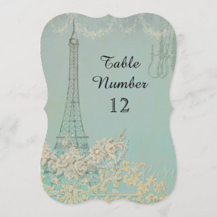 Aqua  Paris Parisian Reception Table Number Kaart