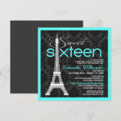 Aqua Paris Sweet 16 Invitations (Devant / Derrière)