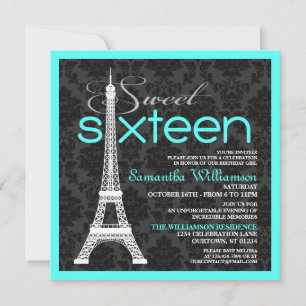 Aqua Paris Sweet 16 Invitations