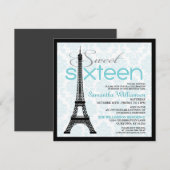 Aqua Paris Sweet 16 Invitations (Devant / Derrière)