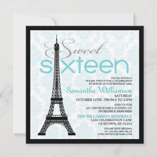 Aqua Paris Sweet 16 Uitnodigingen