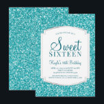 Aqua Parties scintillant Sweet 16 Invitations<br><div class="desc">Aqua Parties scintillant Sweet 16 Invitations. Ces invitations sont conçues avec Aqua parties scintillant et un arrière - plan argenté classe. Conçu spécialement pour les ados, cette invitation pétillante en sweet sixteen sera une introduction fantastique à votre journée spéciale. D'autres produits de 16 parties sont disponibles à Metro-Events Zazzle shop...</div>
