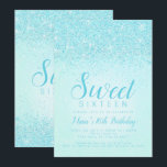 Aqua Parties scintillant, Sweet 16 Invitations<br><div class="desc">Invitations de Parties scintillant aquatiques. Cette invitation au glamour est conçue avec une belle parties scintillant aquatique sur un arrière - plan rose clair. Conçu spécialement pour les ados, cette invitation à la 16e parties scintillant d'aqua sera une introduction fabuleuse à votre journée spéciale. D'autres fournitures de Sweet sixteen de...</div>