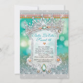 Aqua Parties scintillant Tiara Sweet 16 Invitation (Devant)