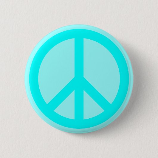 Aqua Peace Symbol Ronde Button 5,7 Cm (Voorkant)