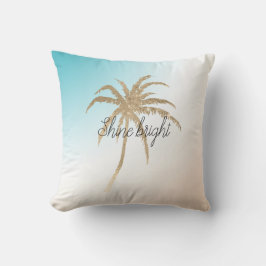  Aqua Peach Gold Tropical Palm Tree           Kussen