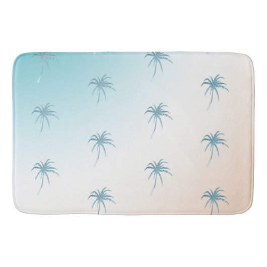 Aqua Peach White Palm Tree Gold Dream Badmat (Voorkant)