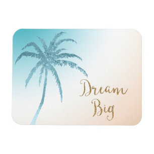 Aqua Peach White Palm Tree Gold Dream Magneet