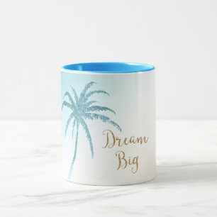  Aqua Peach White Palm Tree Gold Dream           Mok