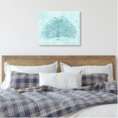 Aqua Peacock Canvas Afdruk (Insitu (Slaapkamer))