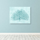 Aqua Peacock Canvas Afdruk (Insitu (Houten vloer))