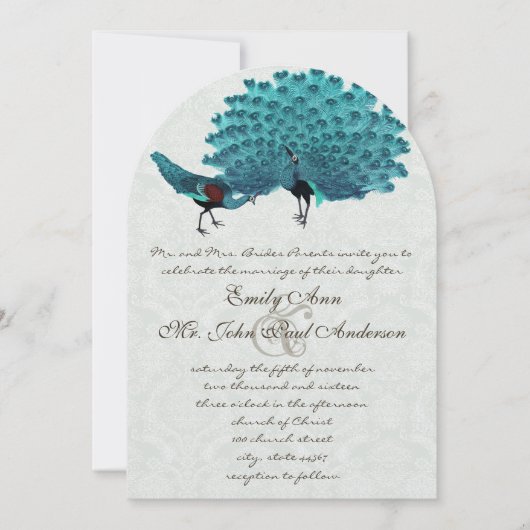 Aqua Peacocks U kiest achtergrondkleur Kaart (Voorkant)