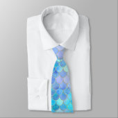 Aqua Pearlescent & Gold Mermaid Scale Patroon Stropdas (Gebonden)