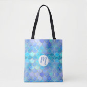 Aqua Pearlescent & Gold Mermaid Scale Patroon Tote Bag (Voorkant)