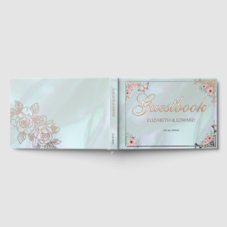  Aqua Peony bruiloft Folie gastenboek
