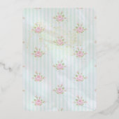  Aqua Peony Wedding Folie Menu Kaart (Achterkant)