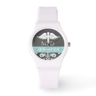 AQUA PERSONALIZED DOCTOR CADUCEUS CHALKBOARD HORLOGE