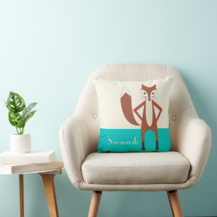 Aqua Personnalisé Stylisé Fox Coussin
