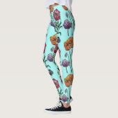 Aqua Petits pavot à l'aquarelle florale Leggings (Gauche)