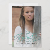 Aqua Photo Calligraphie Faire-part de graduation (Devant)