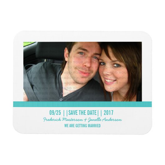 Aqua Photo moderne Save the Date Magnet (Horizontal)