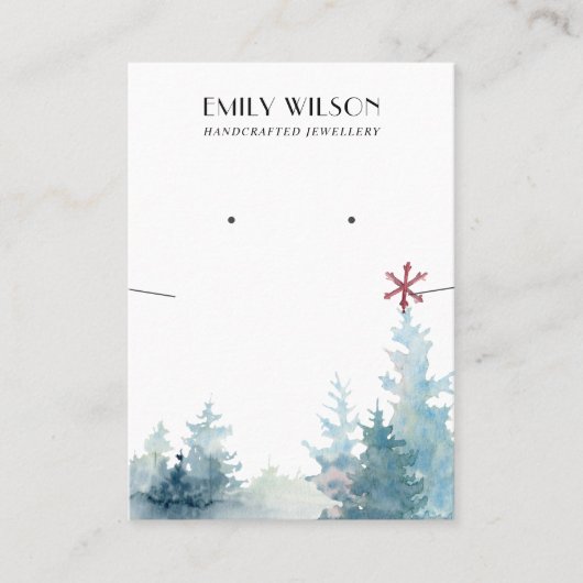 AQUA PINE TREE FOREST KETTING EARRING DISPLAY VISITEKAARTJE (Voorkant)