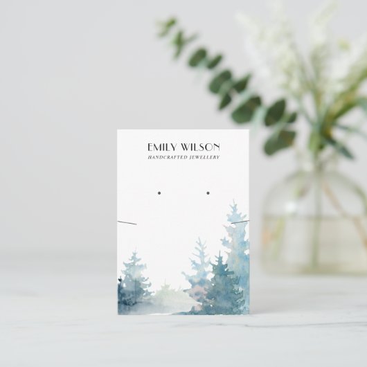 AQUA PINE TREE FOREST KETTING EARRING DISPLAY VISITEKAARTJE (Staand voorkant)