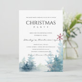 AQUA PINE TREE SNOWY FOREST STAR KERSTFEEST FEESTDAGENKAART (Staand voorkant)