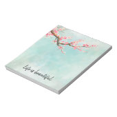 Aqua Pink Cherry Blossom Floral Notitieblok (Gedraaid)