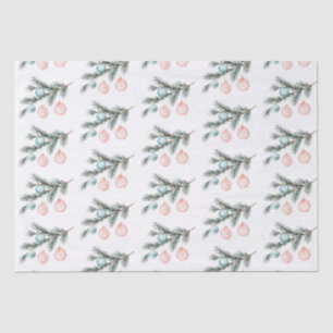 Aqua Pink Christmas Tree Branch Ornamenten Tissuepapier