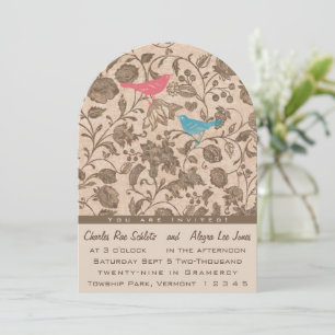  Aqua Pink Love Bird Wedtern Kaart