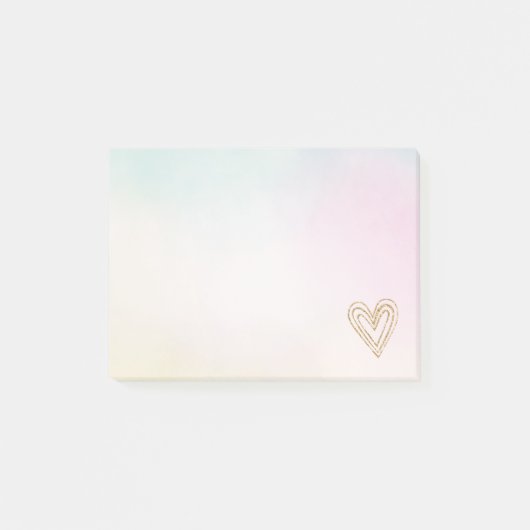 Aqua Pink Tie Dye Gold Glitter Harten Post-it® Notes (Voorkant)