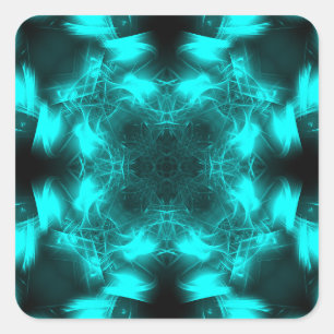 Aqua Plasma Symmetrie Fractale Kunst Vierkante Sticker