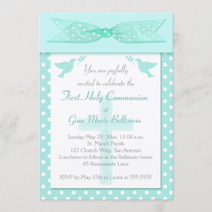 Aqua Polka Dot First Kaart