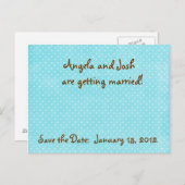 Aqua Polka Dot Save the Date briefkaarten (Voorkant / Achterkant)