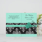aqua polka dots floral book fold Wedding programme (Staand voorkant)