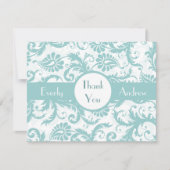 Aqua Pool Blue Damask Faire-part de mariage (Devant)